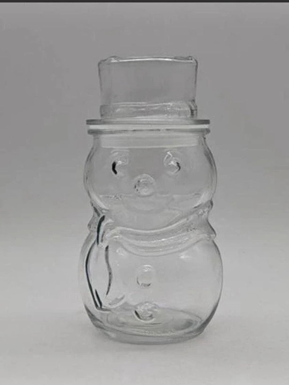 Vintage Snowman-shaped glass jar Clear Holiday Jar